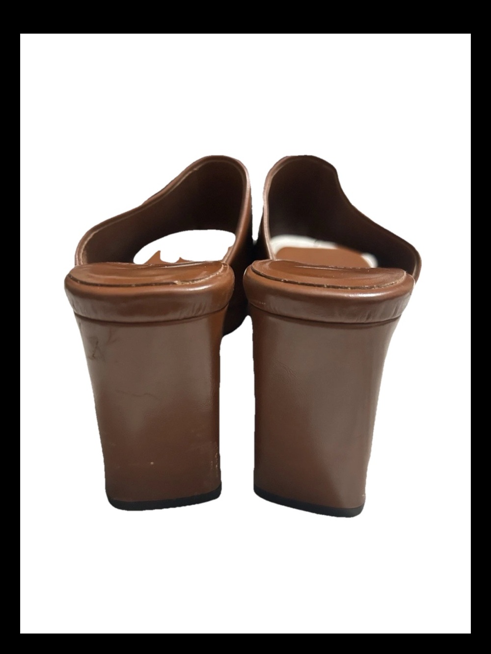 Jeffrey Campbell Cognac Platform Mule Heels 8.5 Minimalist Square Toe Y2K - Picture 4 of 5